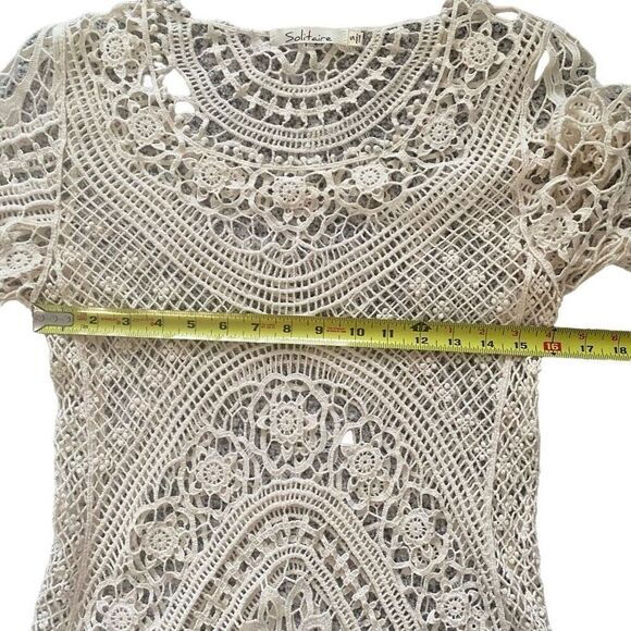 Solitaire Crochet Top Swim Cover Ivory Beach Vacation Pool Boho Size Small - Picture 4 of 5